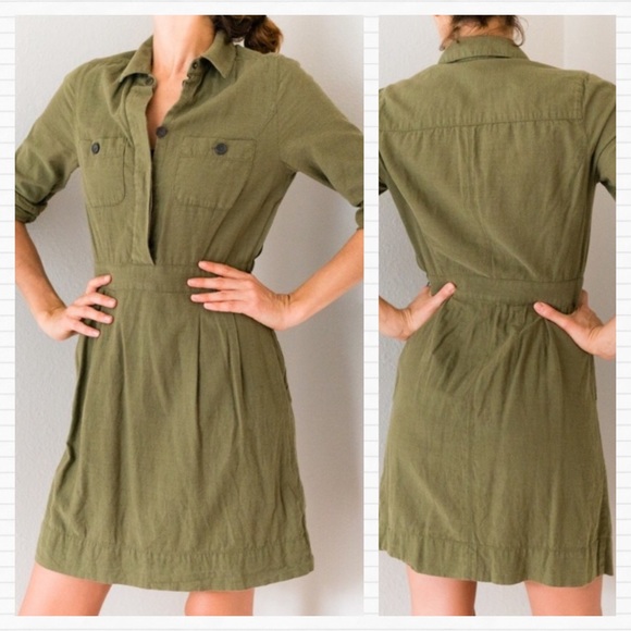 J. Crew Dresses & Skirts - J CREW Army Olive Green Utility Collared Dress